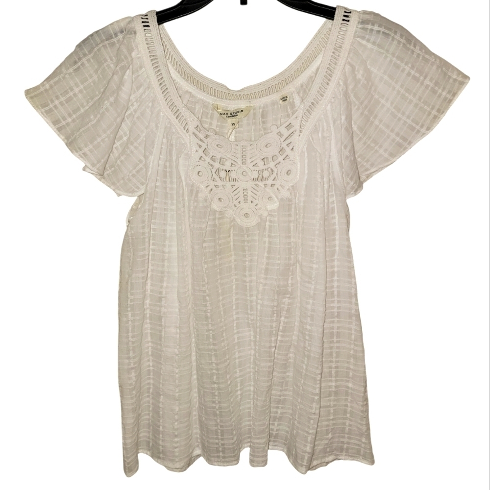 Max Studio London Elegant White Women's Top Size XS NWT! Thin lightweight
